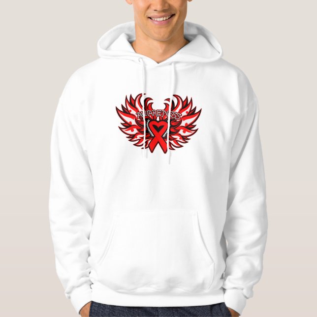 Veste À Capuche Ailes de coeur de conscience d'hémophilie (Devant)