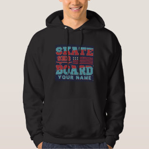 Veste À Capuche Ajouter le nom Texte Skate SK8 USA Indicateur Roug