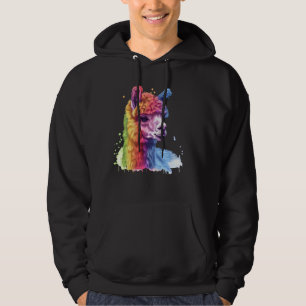 Veste À Capuche Alpaca Arc-en-ciel coloré Vibrant art animal