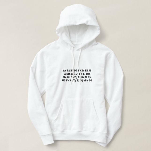 Veste À Capuche Alphabet islandais [Íslenska Stafrófið] (Design devant)