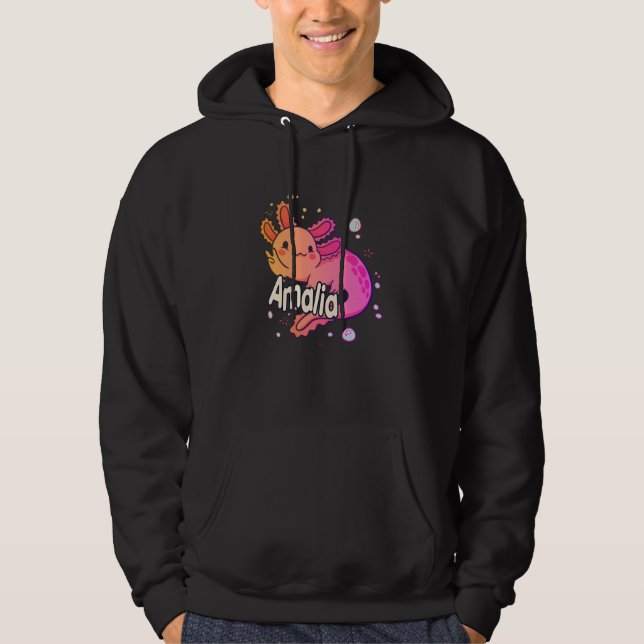 Veste À Capuche AMALIA - Beau nom de fille avec adorable AXOLOTL (Devant)