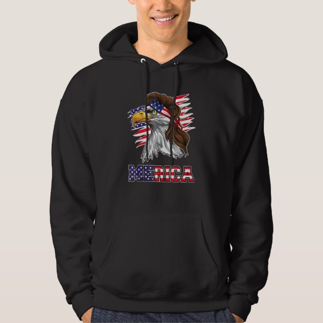 Veste À Capuche American Bald Eagle Mullet 4 juillet drôle Usa P (Devant)