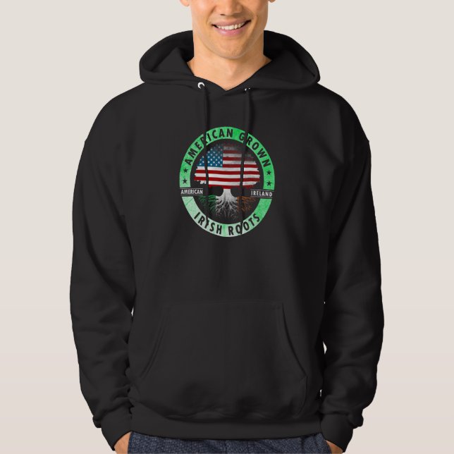 Veste À Capuche American grown Irish roots flag Ireland st Patrick (Devant)