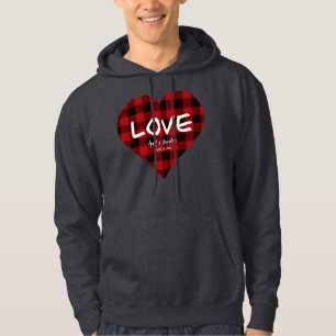 Veste À Capuche Amour, motif plaid de buffle rouge, Valentine