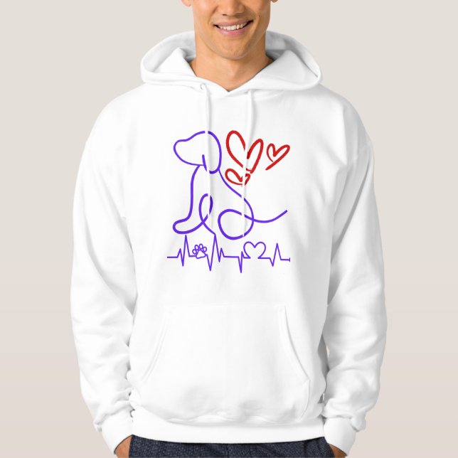 Veste À Capuche Amoureux des chiens de la Saint Valentin (Devant)