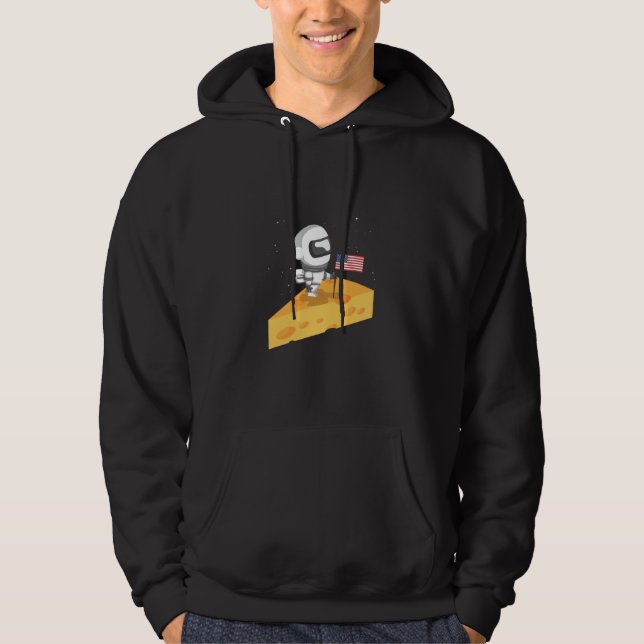 Veste À Capuche Amusant astronaute Lune Landing Fromage design Esp (Devant)