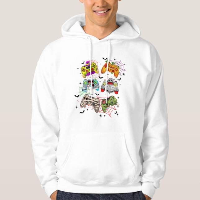 Veste À Capuche Amusant Joueur Halloween T-shirt (Devant)
