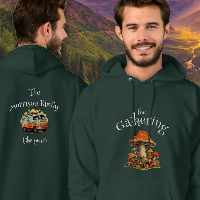 Veste À Capuche Amusants Retro Champignons Retrouvailles familiale (Créateur téléchargé)