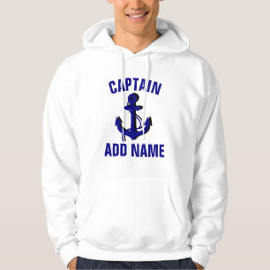 Veste À Capuche Ancrage du nom du capitaine de bateau personnalisé