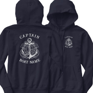 Veste À Capuche Ancre de nom de bateau du capitaine nautique perso