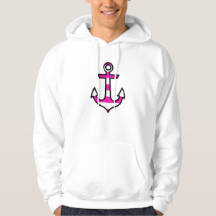 Veste À Capuche Ancre et rayures nautiques - Blanc rose noir