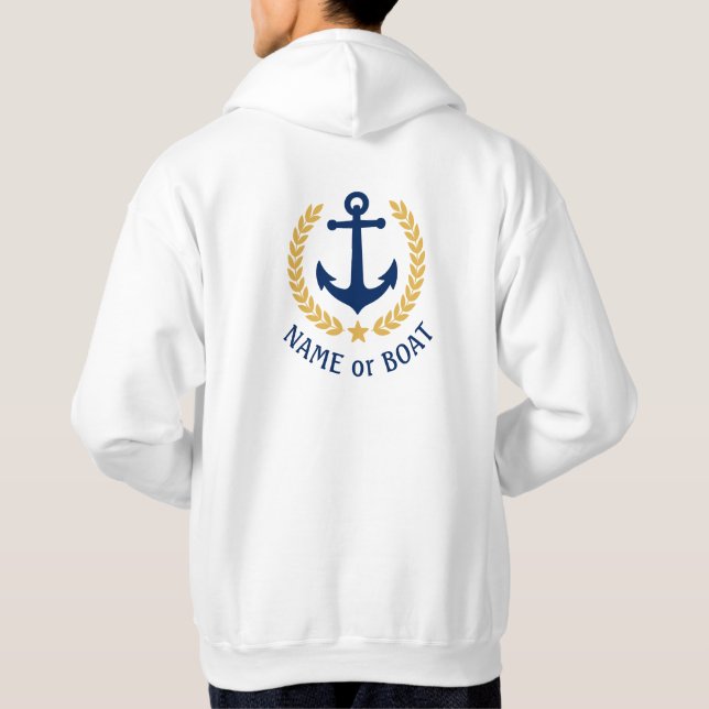 Veste À Capuche Ancre nautique Nom du bateau Gold Laurel Deux côté (Dos)