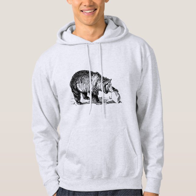Veste À Capuche Animal sauvage noir moderne pour lui gris clair (Devant)