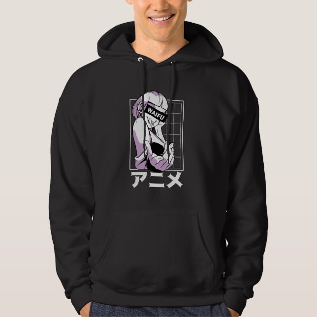 Veste À Capuche Anime Girl Gothique esthétique Waifu 90s (Devant)