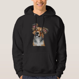Veste À Capuche Aquarelle Chien confuse Chien surpris Noir