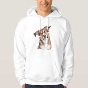 Veste À Capuche Aquarelle Chien est confondu Chien surpris blanc