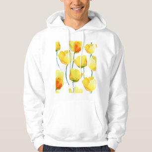 Veste À Capuche Aquarelle de tulipes colorées : Illustration trans