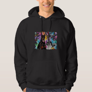 Veste À Capuche Aquarelle Doberman Et Shih Tzu