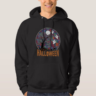Veste À Capuche Arbre ensorcelé d'Halloween Fantômes et Chat Noir