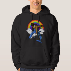 Veste À Capuche Arc-en-ciel drôle de requin d'océan d'équitation