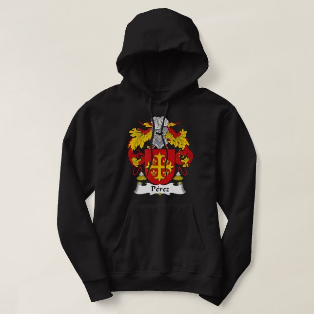 Veste À Capuche Armoiries de Perez Famille Crest  (Design devant)