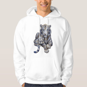 Veste À Capuche Art du Tigre Blanc Royal Majestueux Bijou