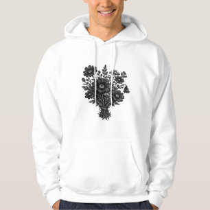 Veste À Capuche Art floral botanique linogravure de fleurs sauvage