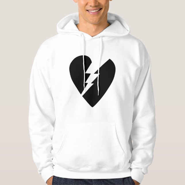 Veste À Capuche Art vectoriel du coeur brisé noir et blanc (Devant)