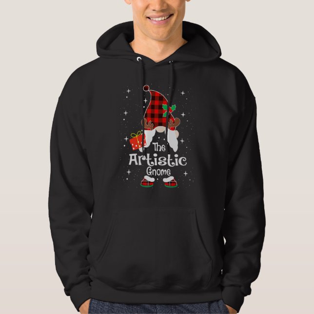 Veste À Capuche Artiste Gnome Buffalo Plaid Matching Famille Chris (Devant)