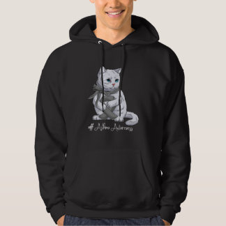 Veste À Capuche Asthma Awareness Month Gray Ribbon Cat