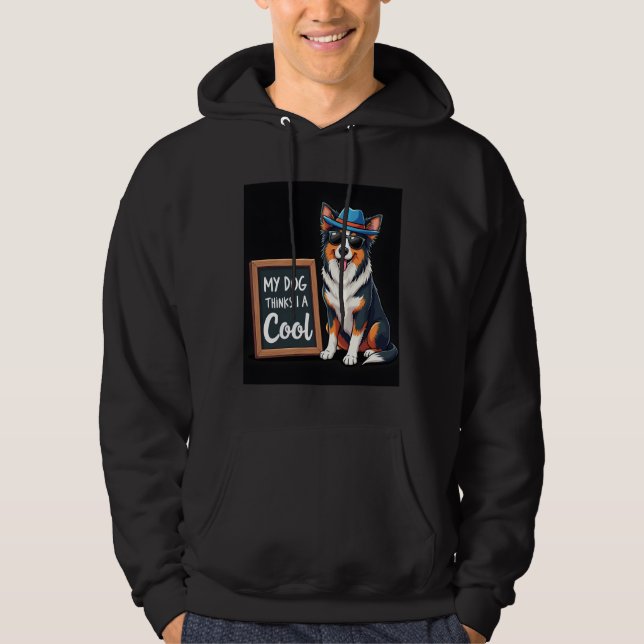 Veste À Capuche Australian Shepherd My Dog Thinks I'm Cool For Dog (Devant)