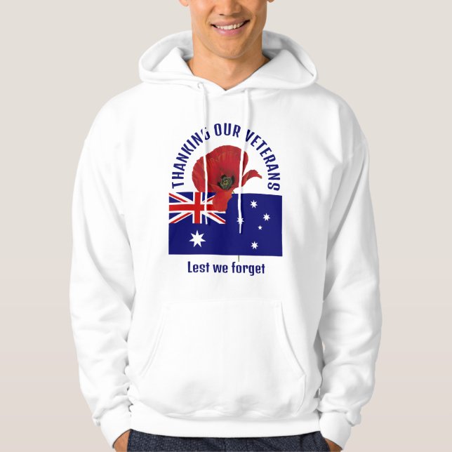 Veste À Capuche Australie Drapeau MERCI VÉTÉRANS commémoratifs (Devant)