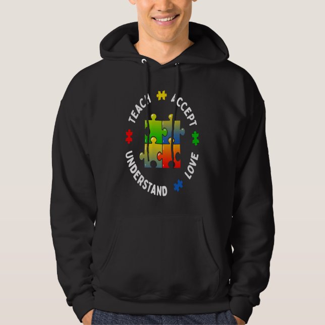 Veste À Capuche Autism Awareness Teacher Teach Accept Understand L (Devant)