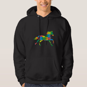 Veste À Capuche Autism Horse Autism Mois Ruban Puzzle Différence