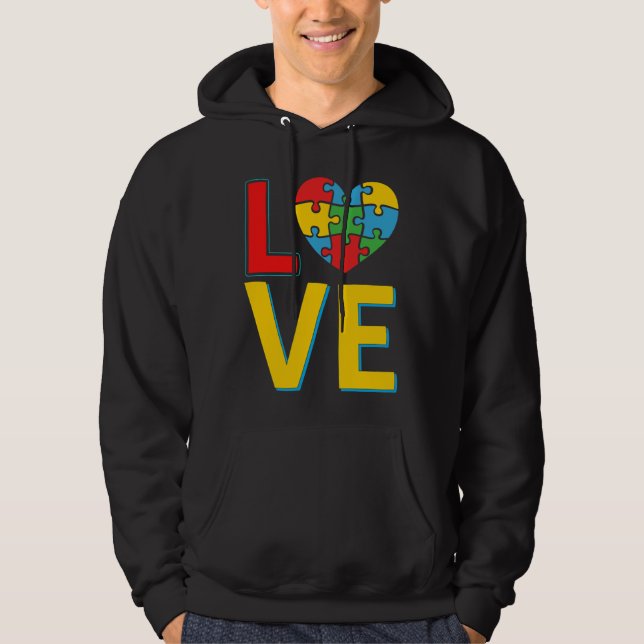Veste À Capuche Autism Love Heart Sensibilisation sur l'autisme Da (Devant)