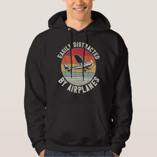 Veste À Capuche Avion Pilote Vintage Rétro Facilement Distrait Par