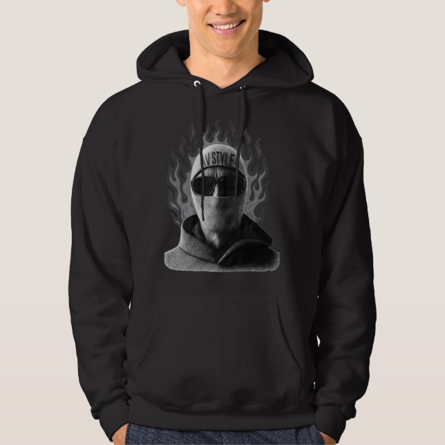 Veste À Capuche AVSTYLE Dark Flame Masqué Streetwear Design - Bold (Devant)