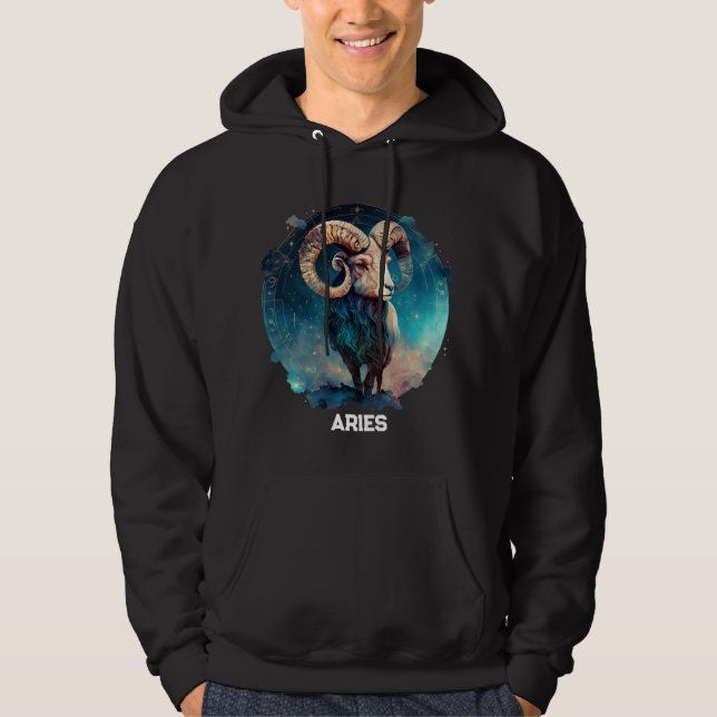 Veste À Capuche Baies personnalisées Zodiac Astrologie Ram Anniver (Devant)