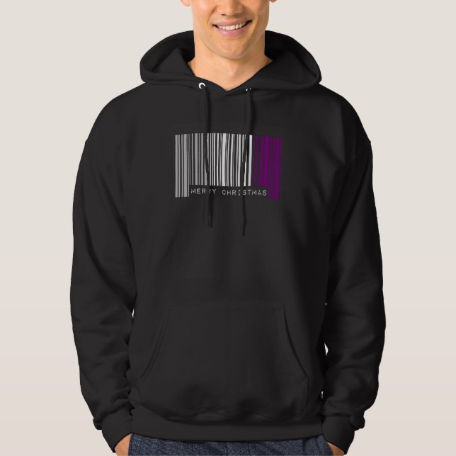 Veste À Capuche Barcode Merry Christmas Asexual Pride Flag LGBTQ Q (Devant)