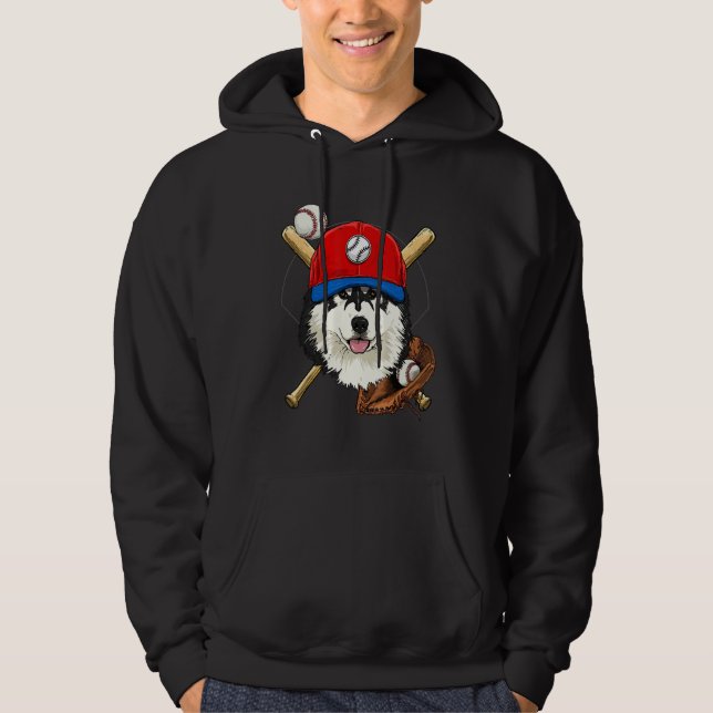 Veste À Capuche Baseball Player Coaches Alaskan Malamute Dog Pitch (Devant)