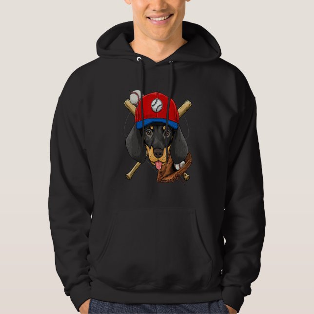 Veste À Capuche Baseball Player Coaches Dachshund Weiner Dog Pitch (Devant)