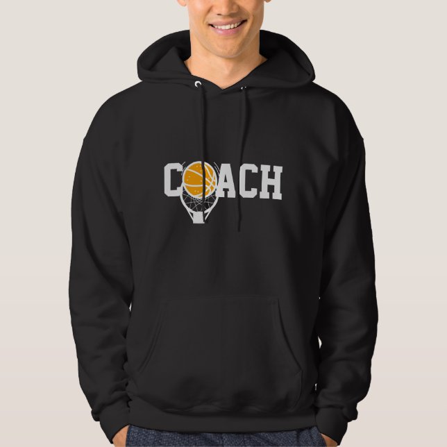 Veste À Capuche Basketball Coach Panier & Ball Typographie Sports (Devant)