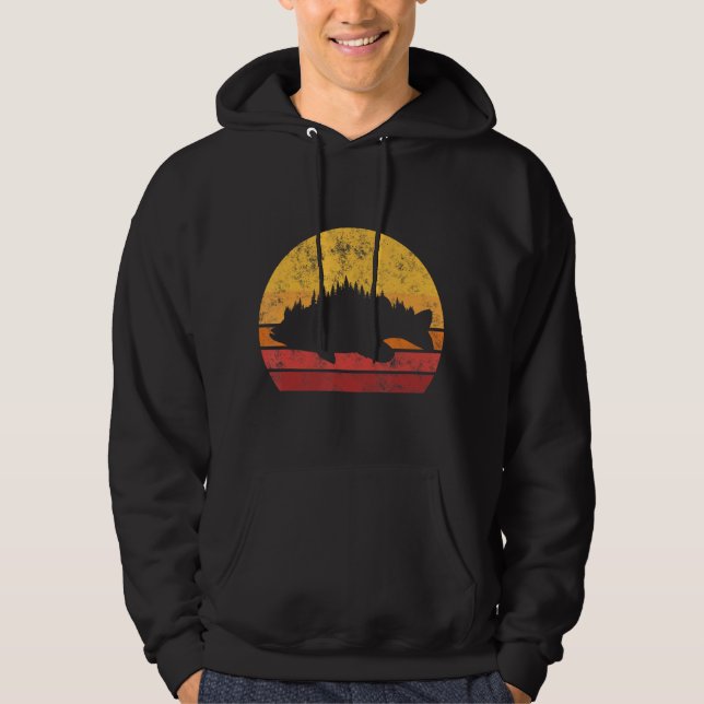 Veste À Capuche Bass Fishing Forest Largemouth Bass Fish Retro Vin (Devant)