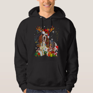 Veste À Capuche Basset Hound Christmas Reinder Père Noël Lights Ch