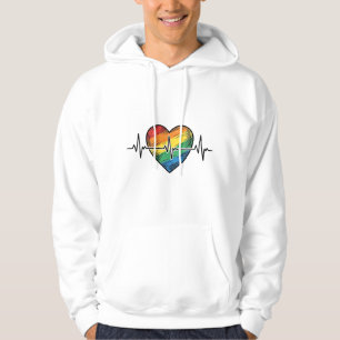 Veste À Capuche Battement de coeur arc-en-ciel Gravure vintage Des