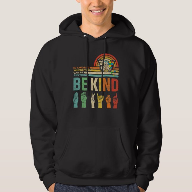 Veste À Capuche Be Kind Autism Awareness Mom Dad Grandma Teacher K (Devant)