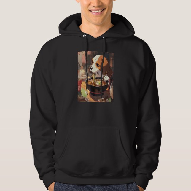 Veste À Capuche Beagle Ramen Funny Chien Japonais nourriture (Devant)