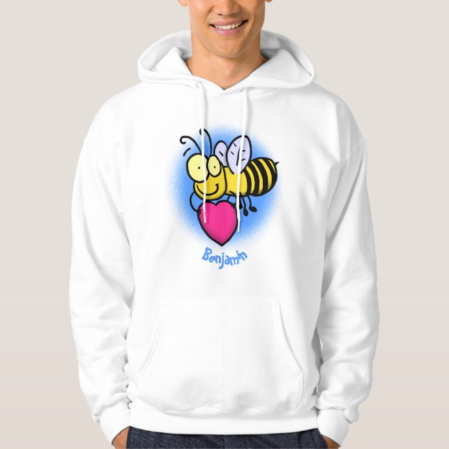 Veste À Capuche Belle abeille drôle avec dessin animé du coeur (Devant)