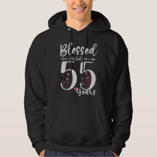Veste À Capuche Béni par Dieu pendant 55 ans Cadeau d'anniversaire