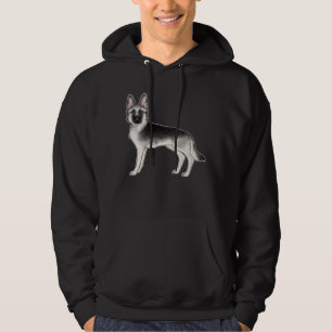 Veste À Capuche Berger Allemand Noir Et Argent GSD Conception Chie